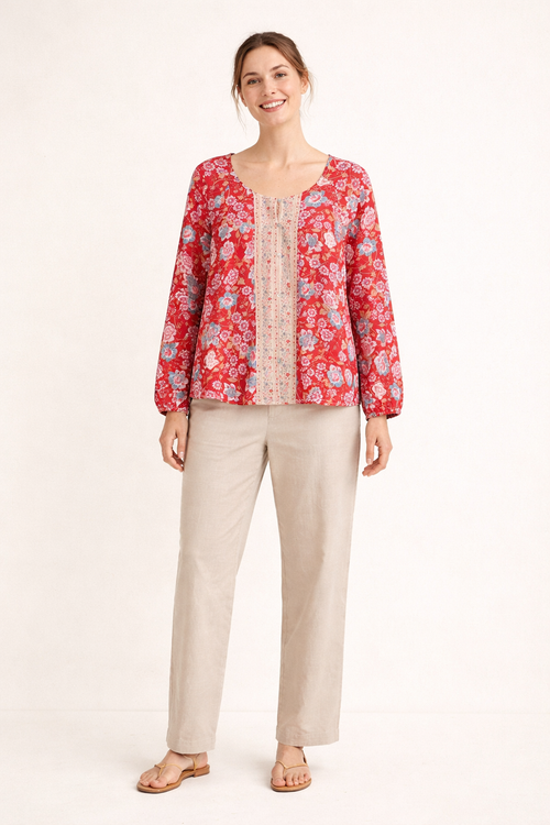 Blusa estampada floral manga larga para mujer - Matilde