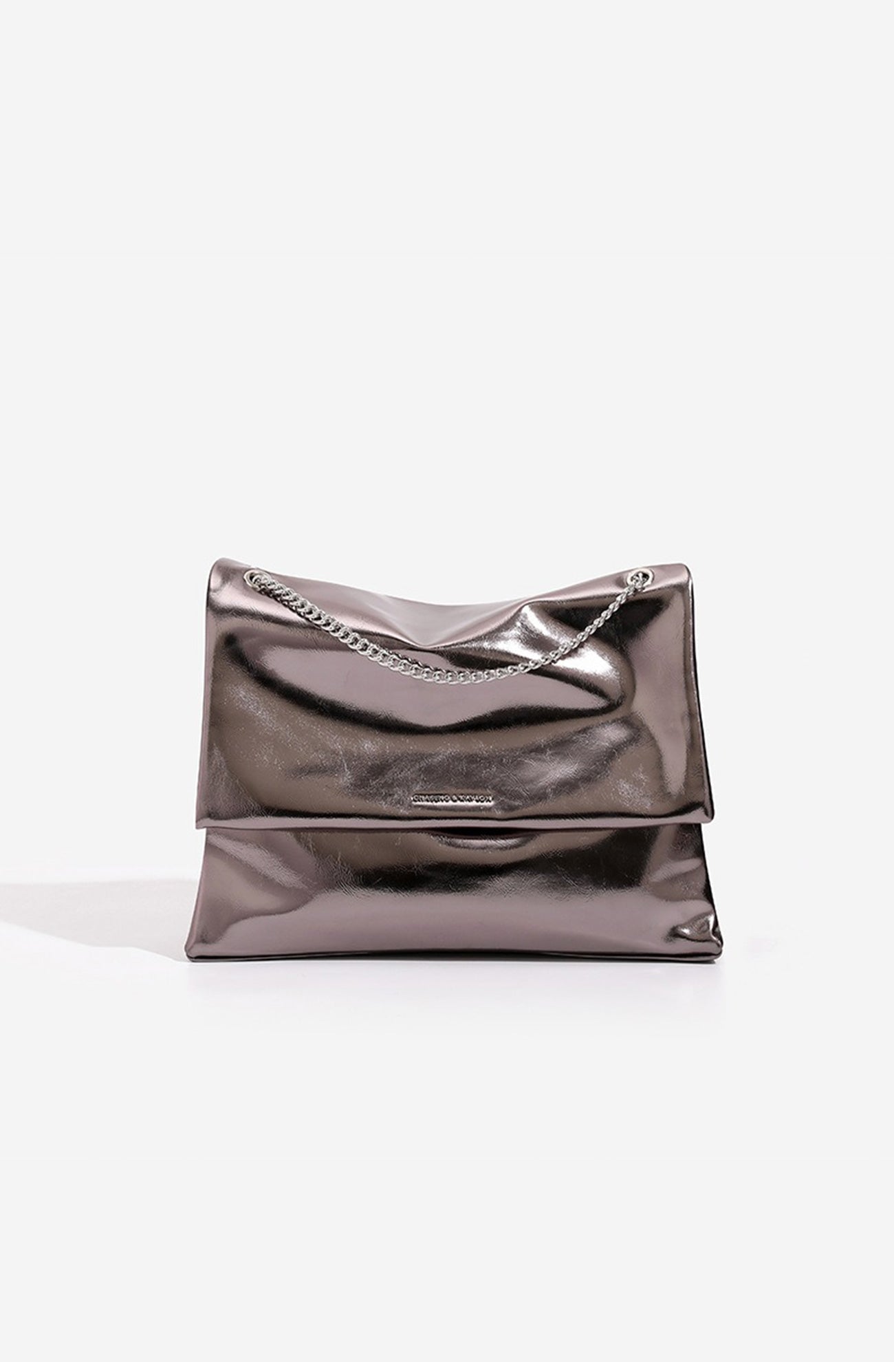 Bolsa de hombro para mujer con solapa y cadena metálica
