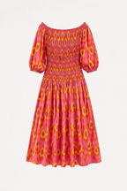 Vestido largo hombros descubiertos fruncido para mujer - Anna