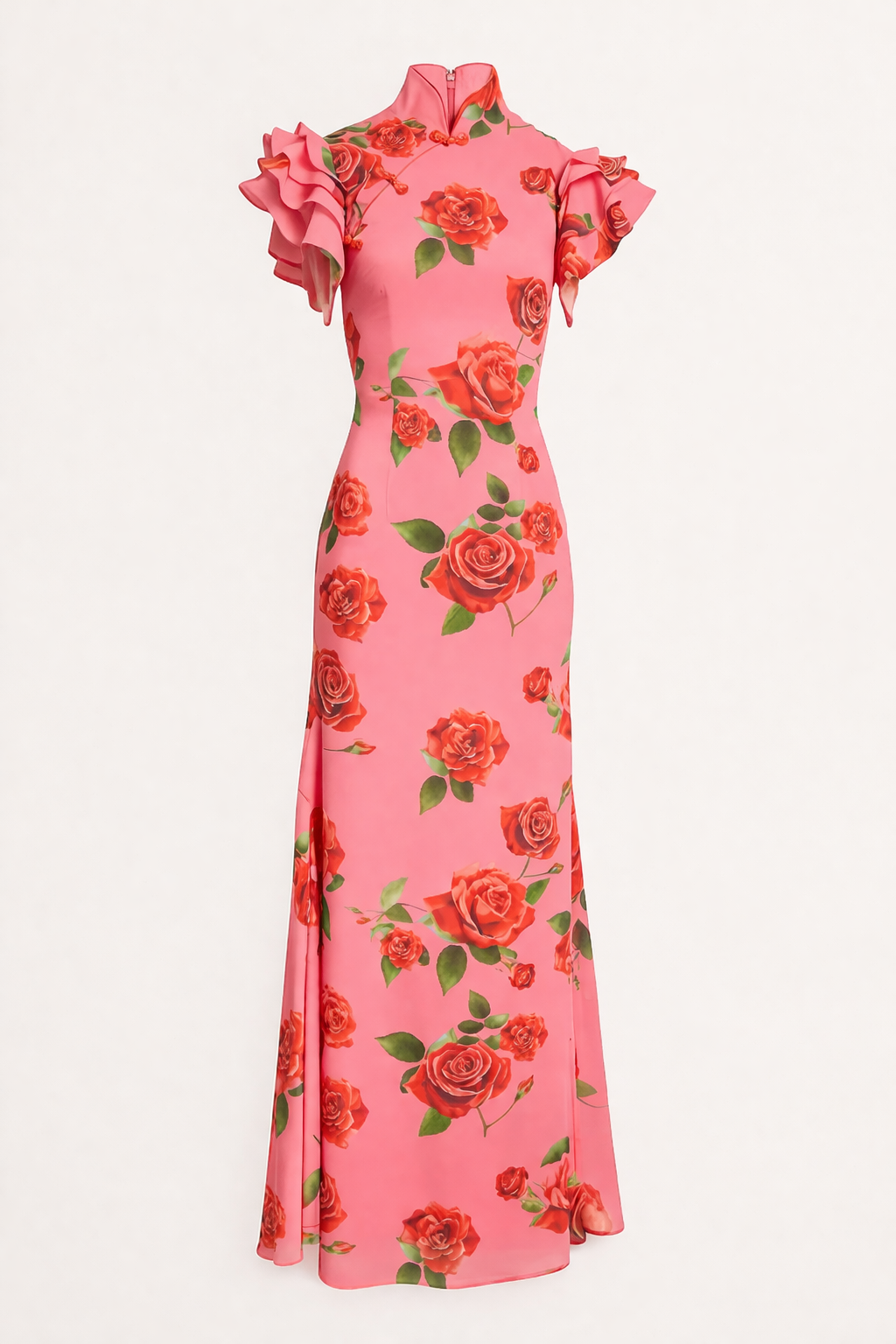 Vestido mujer largo floral cuello alto estilo elegante casual - Georgina