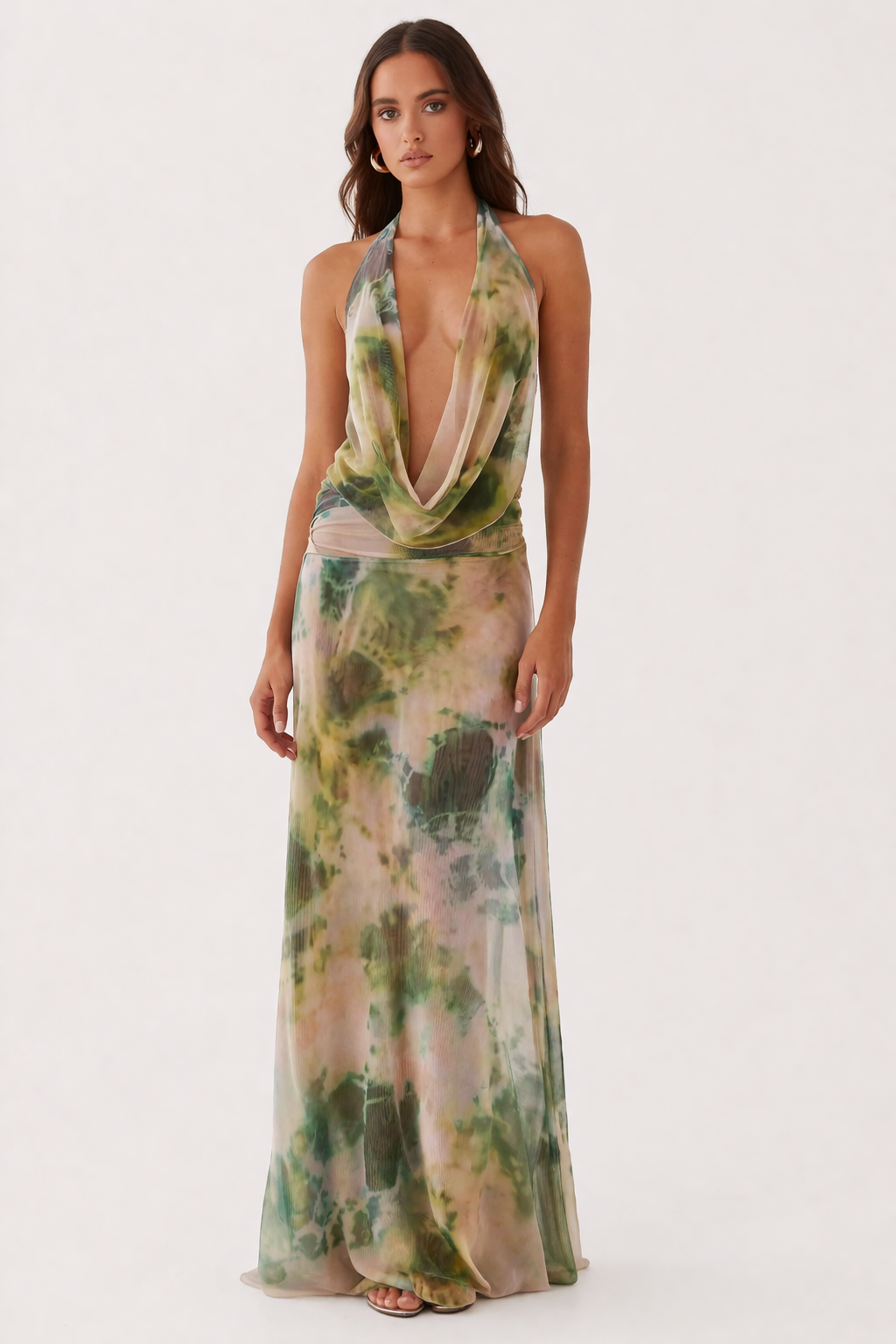 Vestido largo halter con escote para mujer - Livia