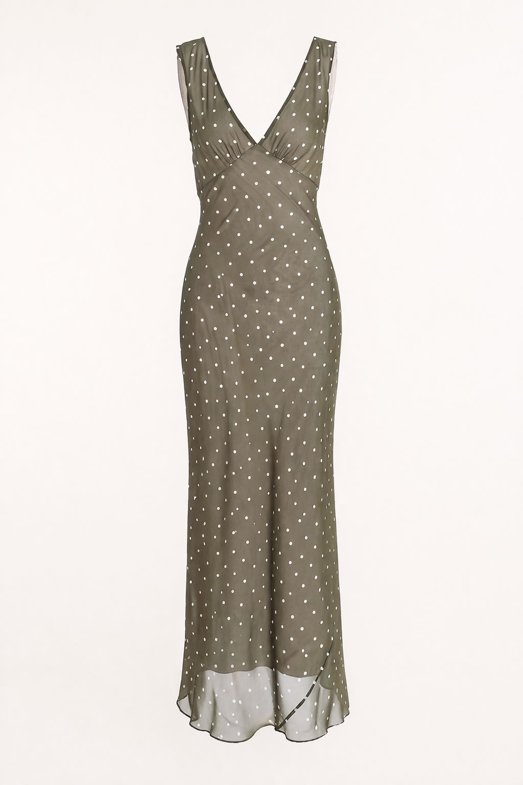 Vestido largo de lunares con escote V para mujer - Johanna