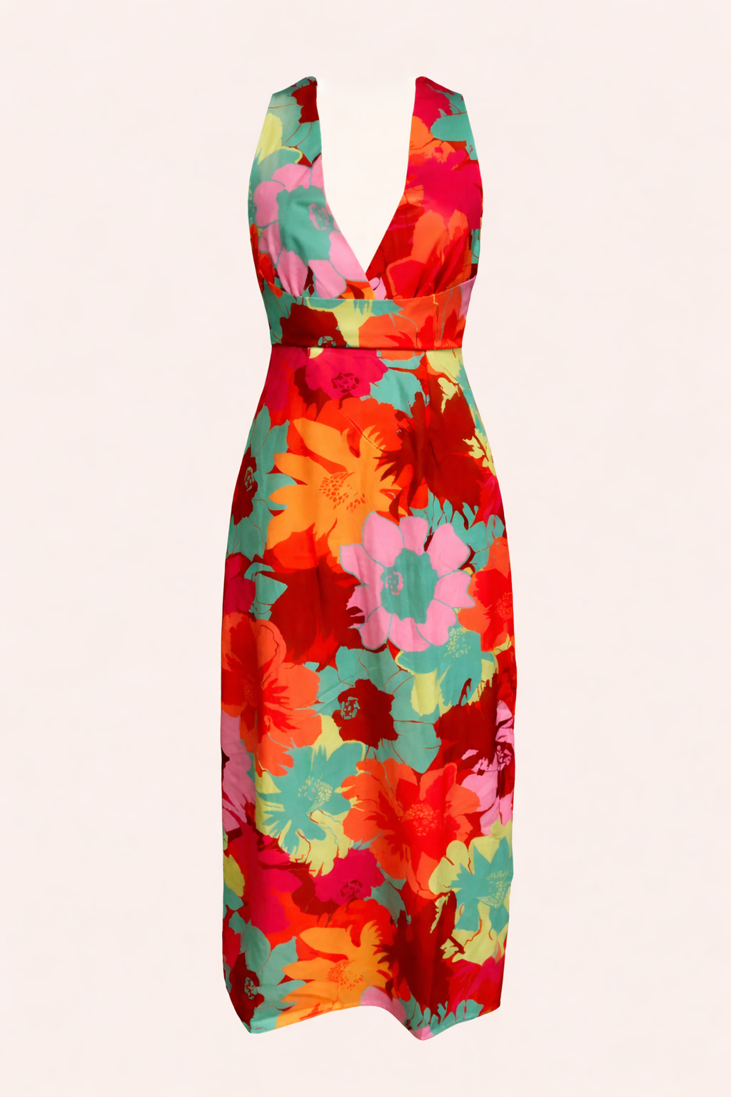 Vestido maxi estampado floral escote halter ajuste entallado estilo verano - Zafira