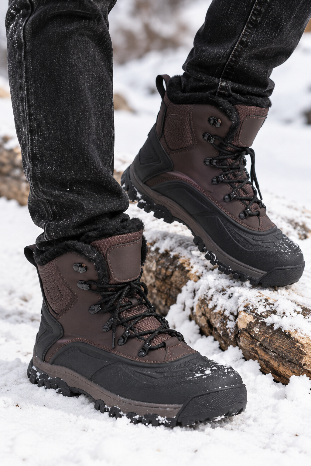 Botas nieve hombre caña alta cordones metálicos suela dentada - Vardek