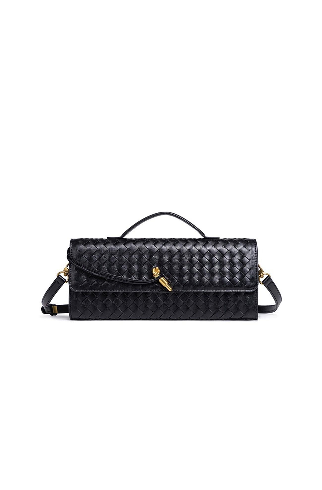 Bolsa baguette para mujer con textura tejida y correa ajustable