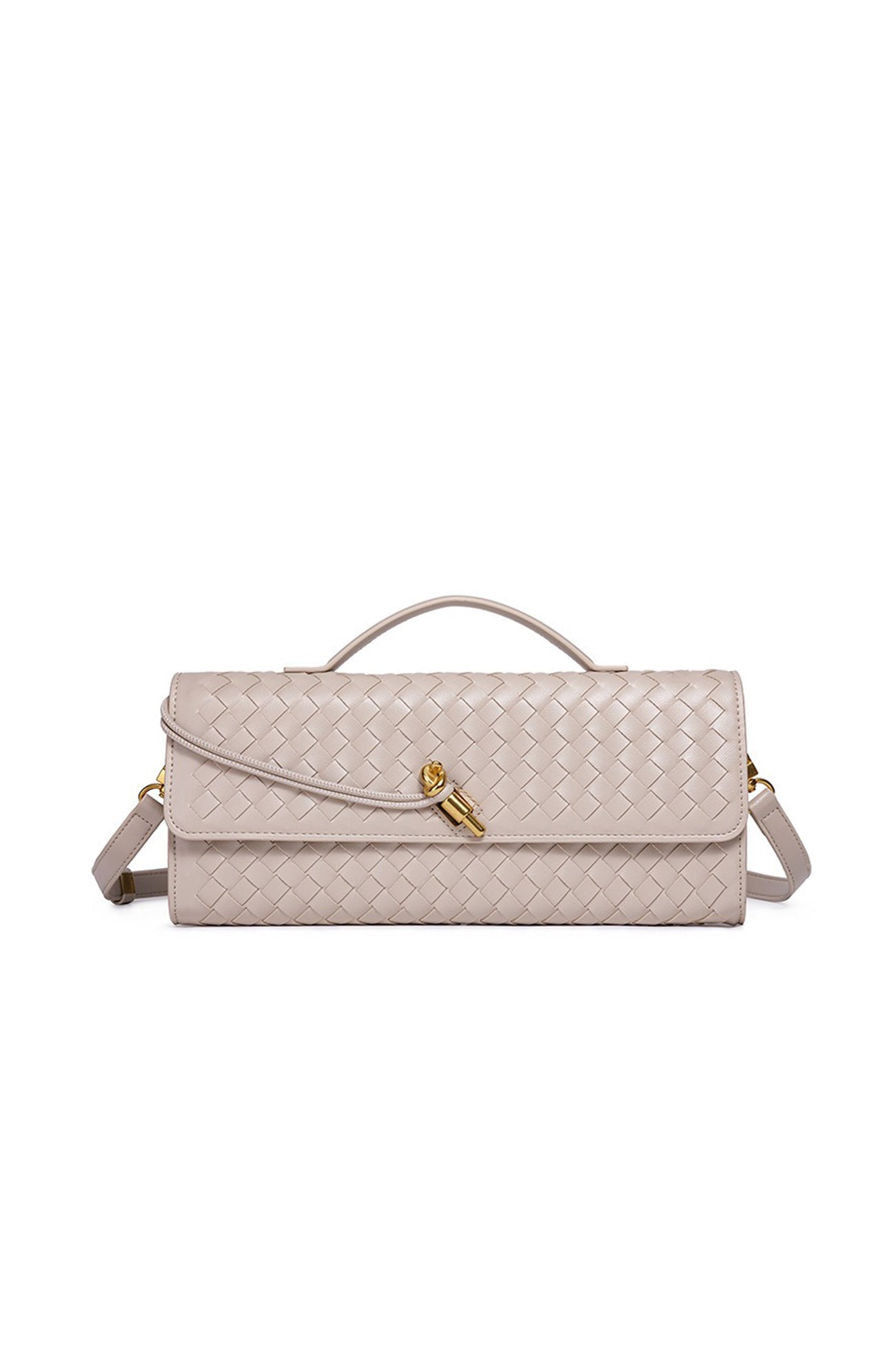 Bolsa baguette para mujer con textura tejida y correa ajustable