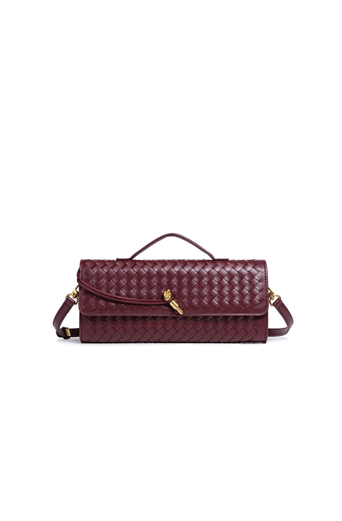 Bolsa baguette para mujer con textura tejida y correa ajustable