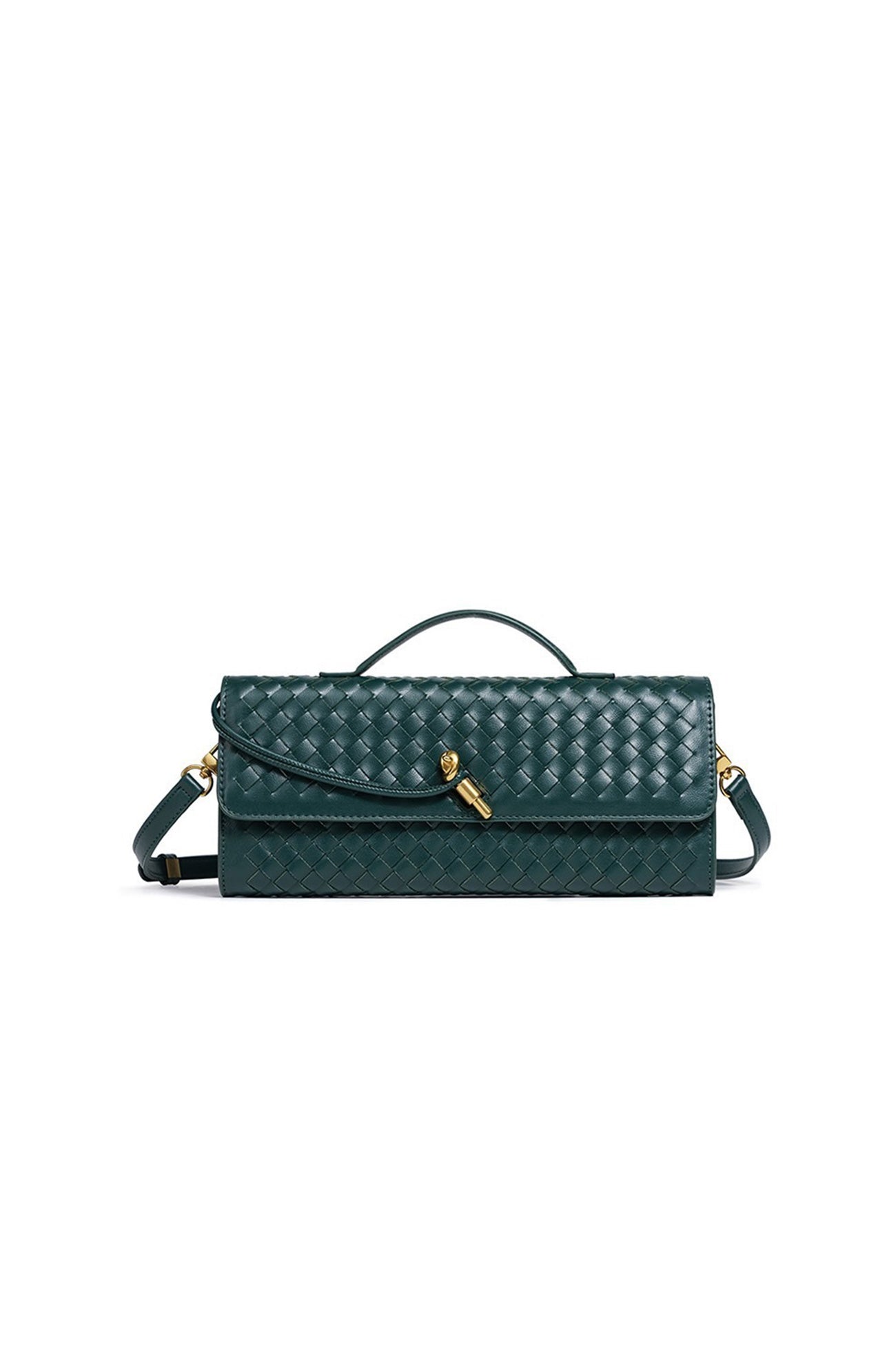 Bolsa baguette para mujer con textura tejida y correa ajustable