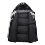 Chaqueta acolchada hombre efecto vinilo capucha ajustable brillante gráfica urbana - Lanuz