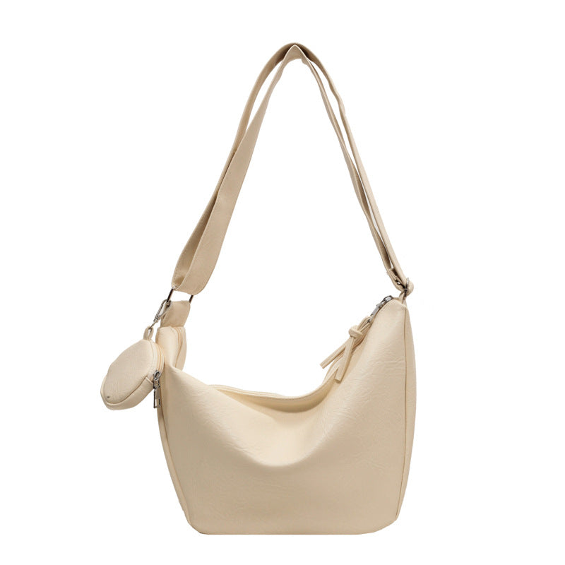 Bolso de hombro amplio con bolsillo exterior y monedero desmontable para mujer