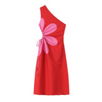 Vestido largo de un hombro con estampado floral para mujer - Serena