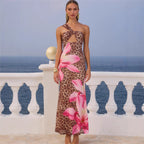Maxi vestido para mujer con estampado floral y animal print - Calira