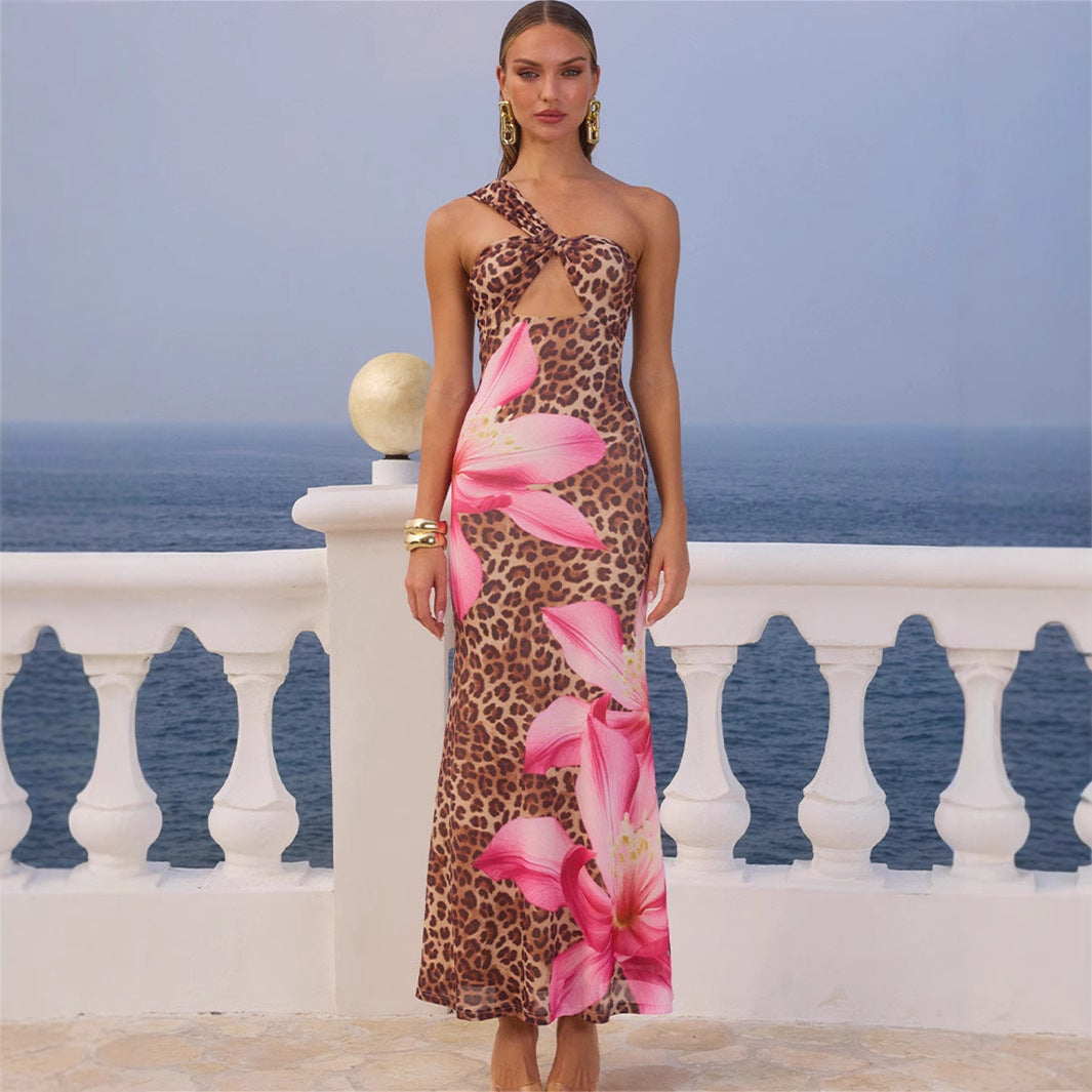 Maxi vestido para mujer con estampado floral y animal print - Calira