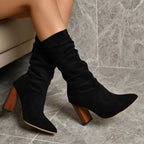 Botas para mujer efecto gamuza de tacón alto - Vaelinne