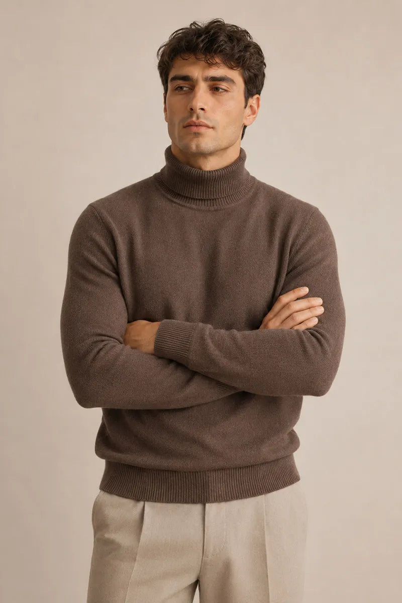 Jersey hombre cuello vuelto slim fit punto liso - Caspar