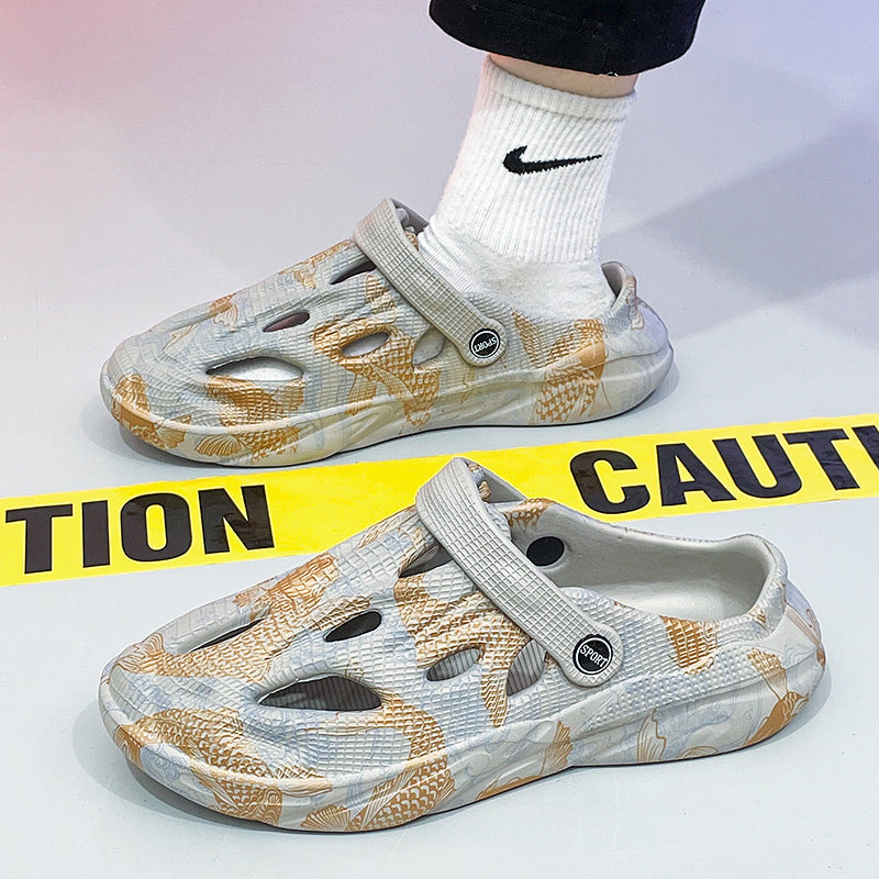Sandalias tipo zueco con estampado y correa para hombre - Lex