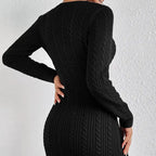 Vestido corto mujer punto trenzado estilo ajustado - Noelia