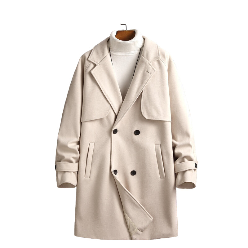 Abrigo largo lana hombre doble botonadura solapas storm-flap elegante invierno - Armand