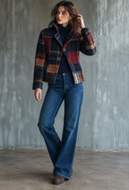 Blazer de mujer cuadros patchwork solapa de muesca - Noémie