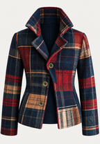 Blazer de mujer cuadros patchwork solapa de muesca - Noémie