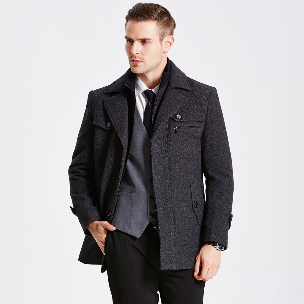 Abrigo lana hombre premium corte estructurado solapas amplias elegante - Darius