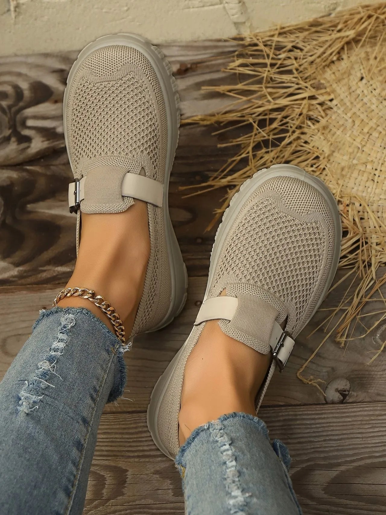 Mocasines de mujer transpirables con hebilla lateral y suela flexible - Élise