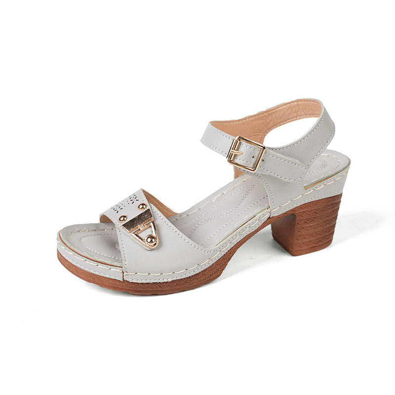 Sandalias de mujer con tacón ancho y hebilla - Darel