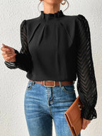 Blusa de manga larga con cuello alto para mujer - Elyra