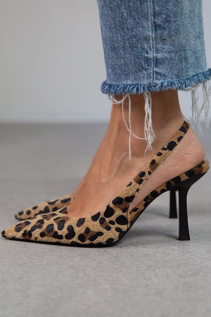Zapatos de mujer con estampado animal y talón abierto - Elena