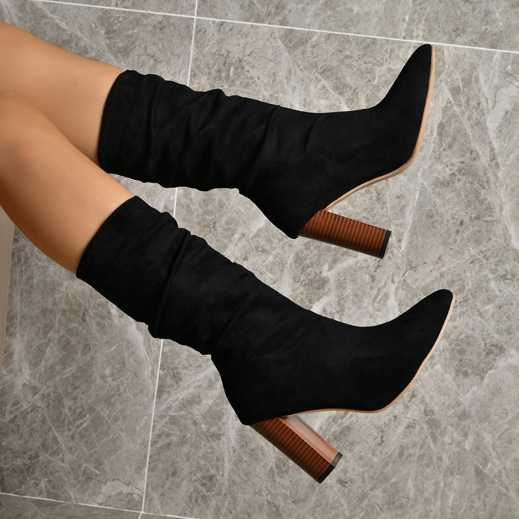 Botas para mujer efecto gamuza de tacón alto - Vaelinne