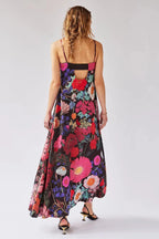 Vestido largo mujer estampado floral cintura alta corte A - Althea