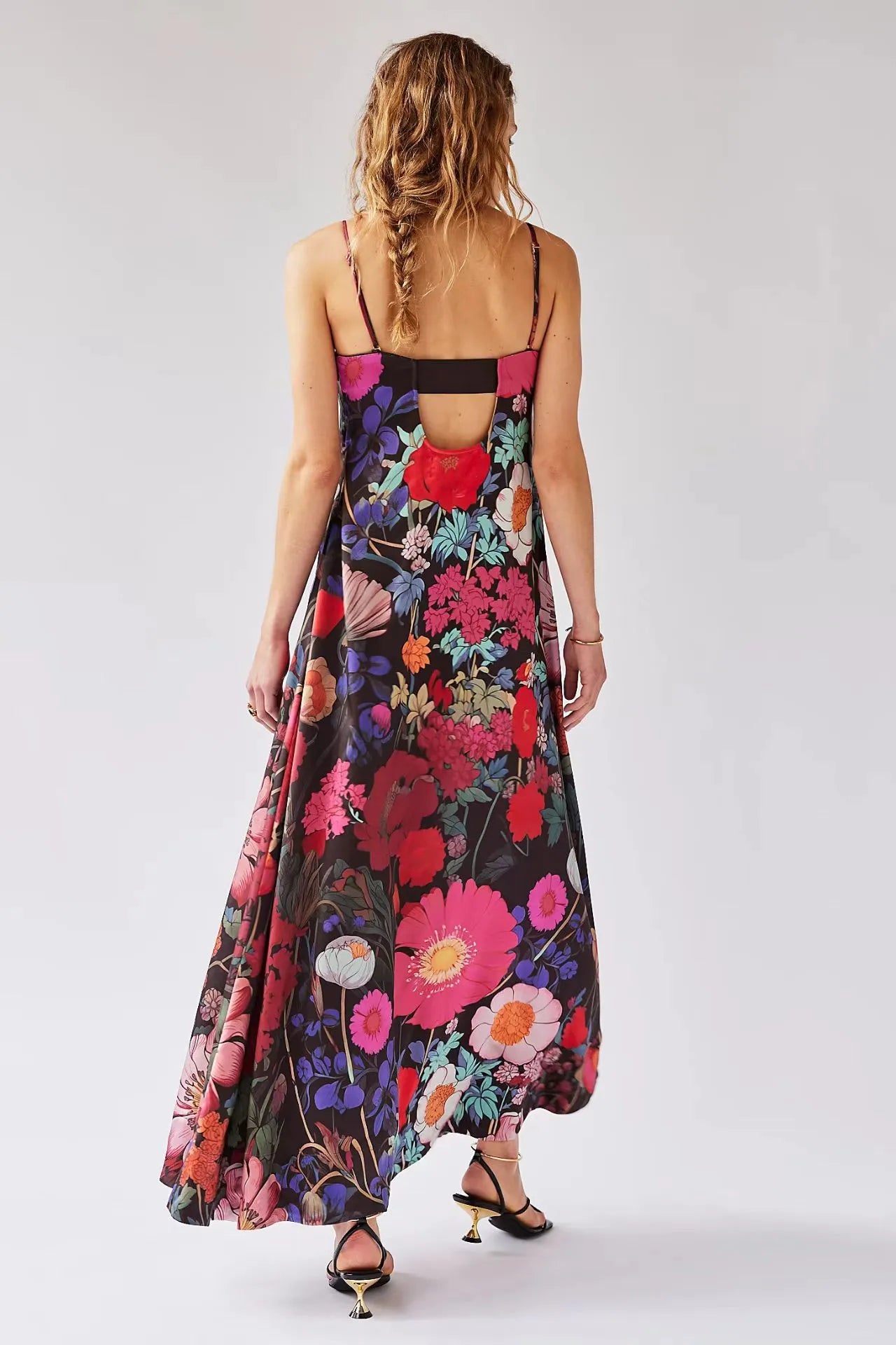Vestido largo mujer estampado floral cintura alta corte A - Althea