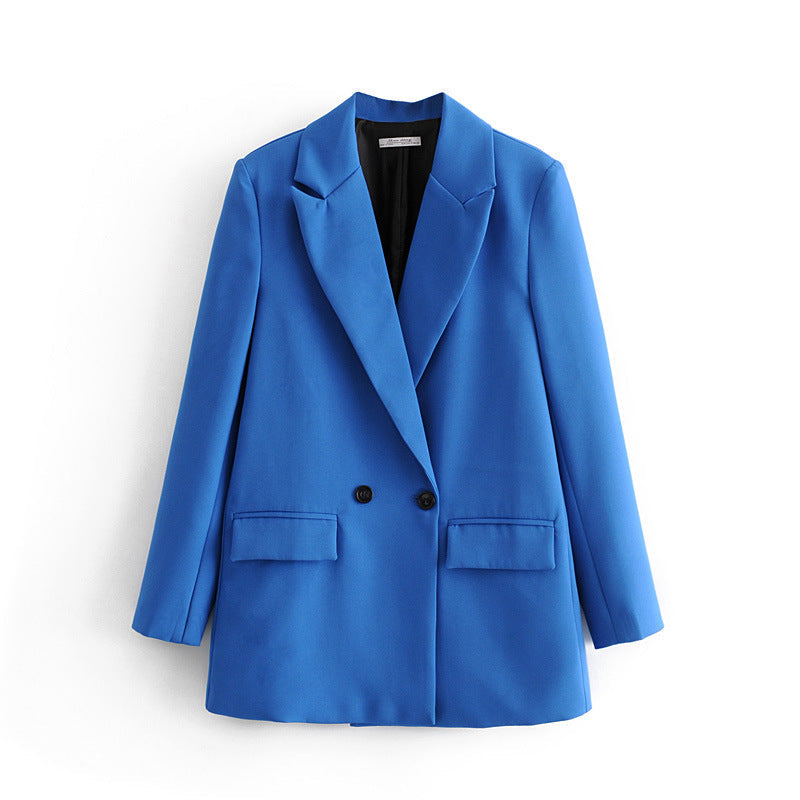 Blazer cruzada mujer corte recto solapas de pico - Greta