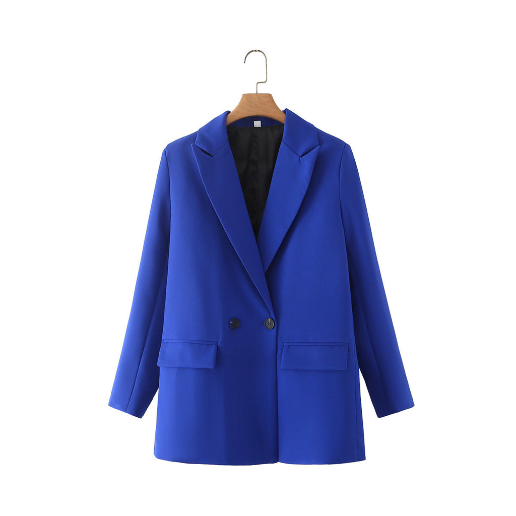 Blazer cruzada mujer corte recto solapas de pico - Greta