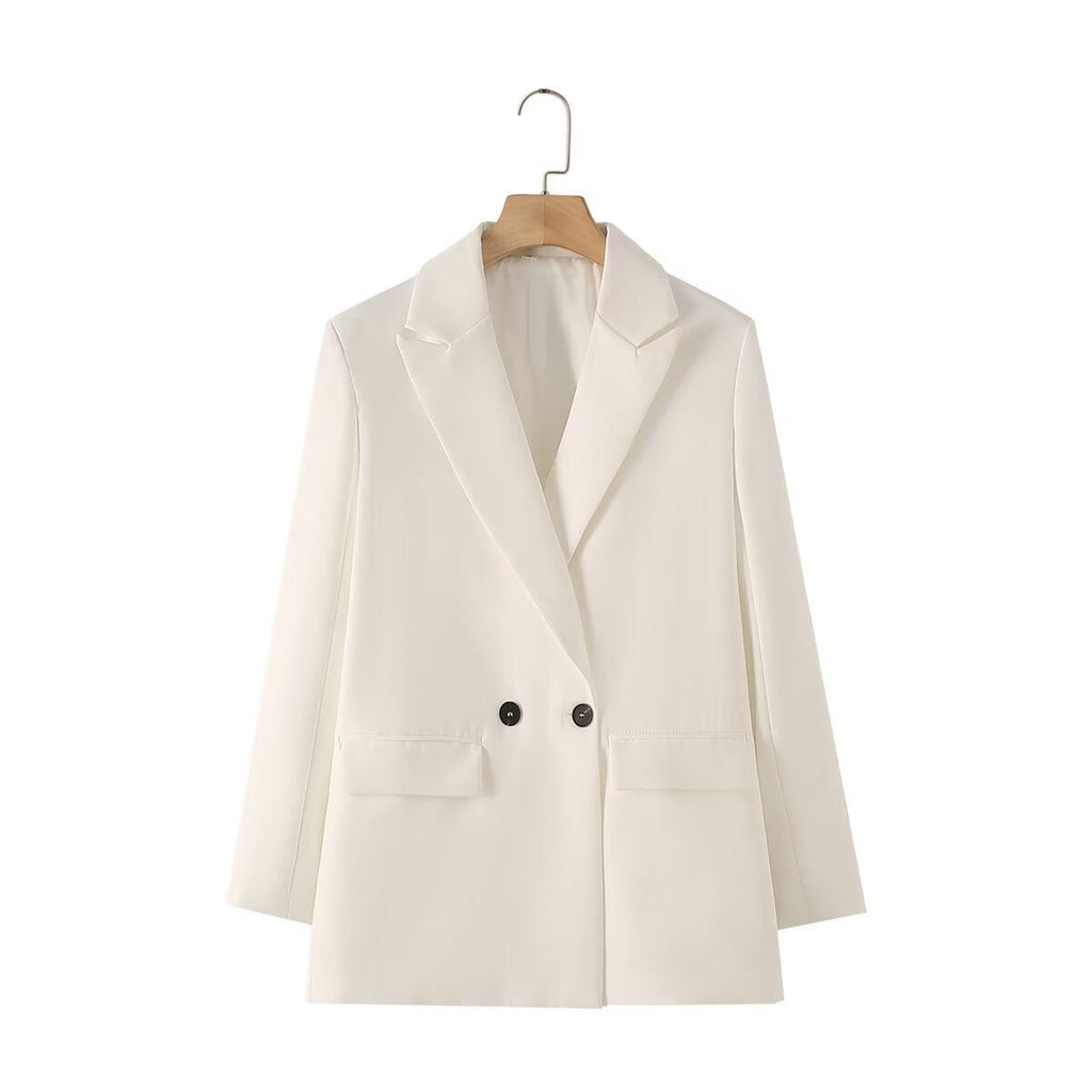 Blazer cruzada mujer corte recto solapas de pico - Greta