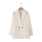Blazer cruzada mujer corte recto solapas de pico - Greta