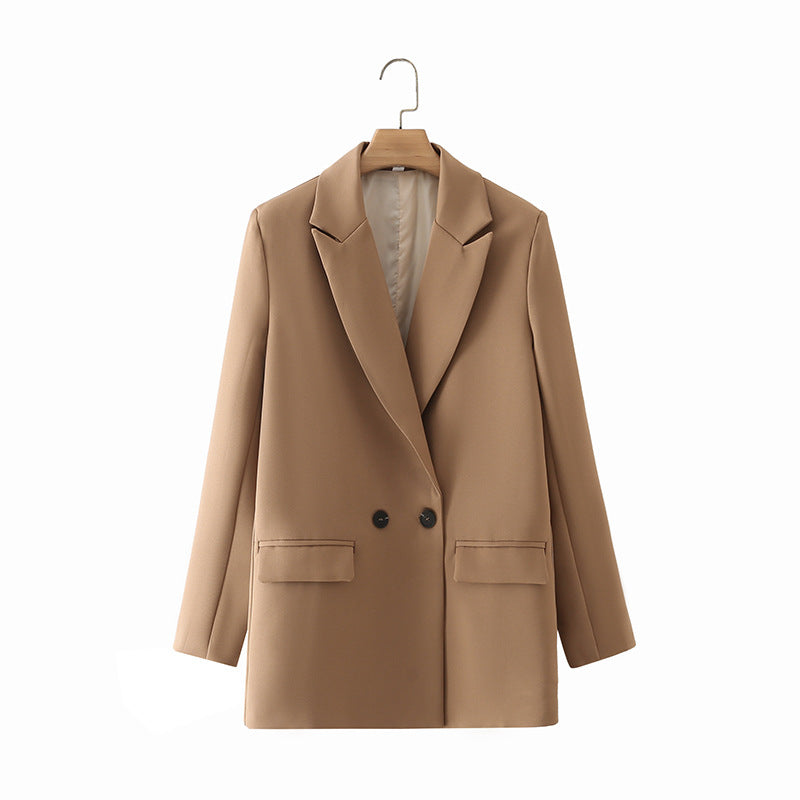 Blazer cruzada mujer corte recto solapas de pico - Greta