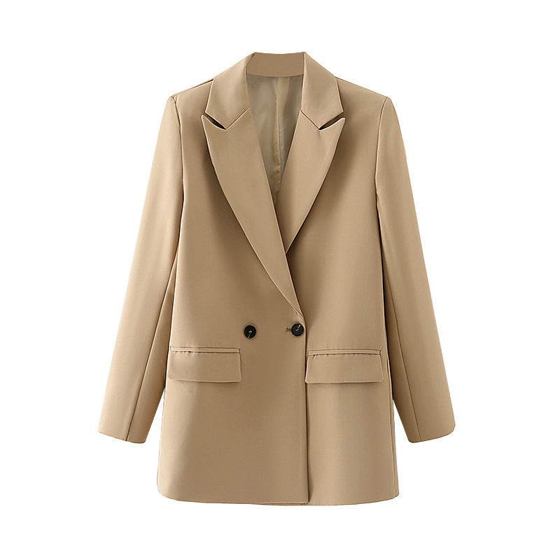 Blazer cruzada mujer corte recto solapas de pico - Greta