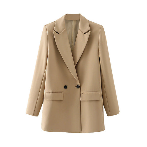 Blazer cruzada mujer corte recto solapas de pico - Greta