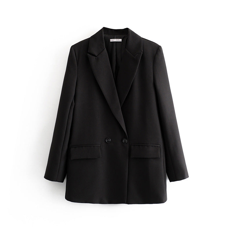 Blazer cruzada mujer corte recto solapas de pico - Greta