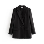 Blazer cruzada mujer corte recto solapas de pico - Greta