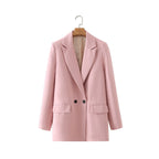 Blazer cruzada mujer corte recto solapas de pico - Greta