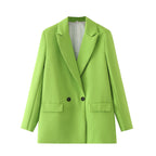 Blazer cruzada mujer corte recto solapas de pico - Greta