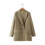 Blazer cruzada mujer corte recto solapas de pico - Greta