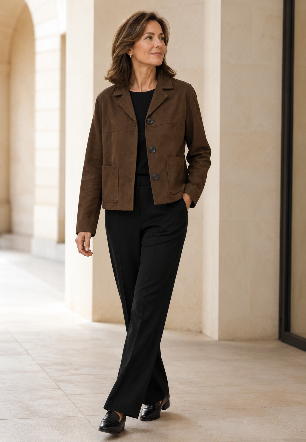 Blazer efecto ante para mujer con botones - Sarah