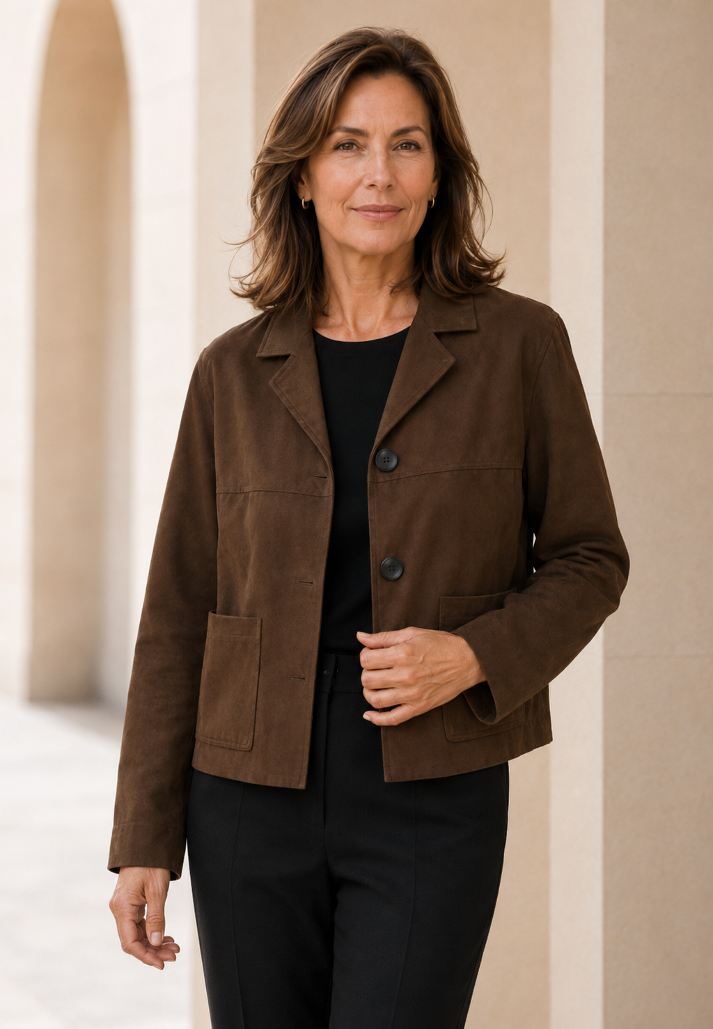 Blazer efecto ante para mujer con botones - Sarah