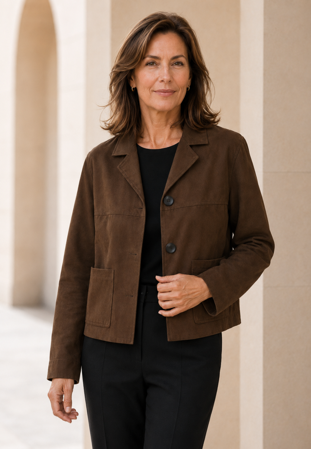 Blazer efecto ante para mujer con botones - Sarah
