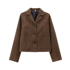 Blazer efecto ante para mujer con botones - Sarah
