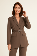 Blazer entallada de mujer con cinturón clásico elegante - Mila