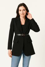 Blazer entallada de mujer con cinturón clásico elegante - Mila